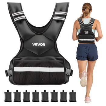 Adjustable Weighted Vest, 24-40 lbs Comfortable X-Shape Body Weight Vest Set with 8 Weight Packs and Reflective Stripe, for Men Women, Workout Equipment for Strength Training Running Jogging