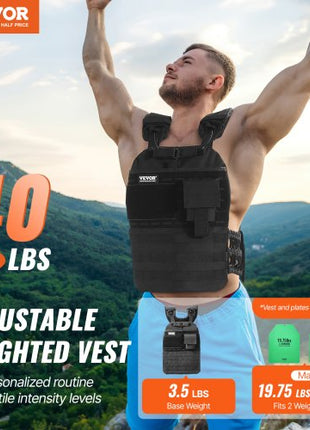 Weighted Vest, 40lb Weight Vest, Adjustable Body Weight Jacket for Men Women, Workout Equipment for Strength and Endurance Training, Running, Jogging, Walking, Fitness, and Weight Loss