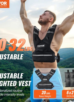 Adjustable Weighted Vest, 20-32lb Weight Vest with 6 Ironsand Weights and  Reflective Stripe, Body Weight Vest Exercise Set for Men Women, Workout Equipment for Strength Training Running Jogging