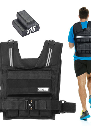 Adjustable Weighted Vest, 35lb Weight Vest with Iron Weights, Shoulder Pad, and Reflective Stripe, Body Weight Vest Exercise Set for Men Women, Workout Equipment for Strength Training Running