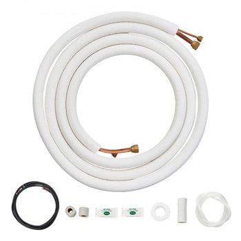 16FT Mini Split Line Set, 1/4" & 1/2" O.D Copper Pipes Tubing and Triple-Layer Insulation, for Air Conditioning or Heating Pump Equipment & HVAC with Rich Accessories (18ft Connection Cable)