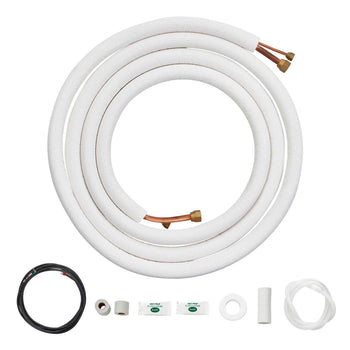16FT Mini Split Line Set, 1/4" & 1/2" O.D Copper Pipes Tubing and Triple-Layer Insulation, for Air Conditioning or Heating Pump Equipment & HVAC with Rich Accessories (18ft Connection Cable)