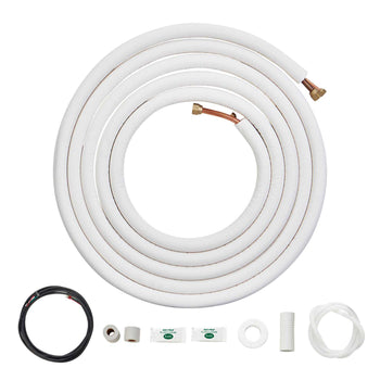 25FT Mini Split Line Set, 1/4" & 1/2" O.D Copper Pipes Tubing and Triple-Layer Insulation, for Air Conditioning or Heating Pump Equipment & HVAC with Rich Accessories (27ft Connection Cable)
