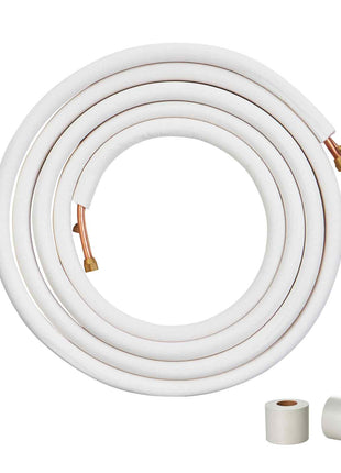 25FT Mini Split Line Set, 1/4" & 1/2" O.D Copper Pipes Tubing and Triple-Layer Insulation, for Mini Split Air Conditioning Refrigerant or Heating Pump Equipment & HVAC with Wrapping Strips.