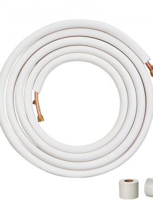 25FT Mini Split Line Set, 1/4" & 3/8" O.D Copper Pipes Tubing and Triple-Layer Insulation, for Mini Split Air Conditioning Refrigerant or Heating Pump Equipment & HVAC with Wrapping Strips.