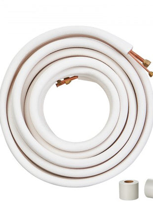 50FT Mini Split Line Set, 1/4" & 1/2" O.D Copper Pipes Tubing and Triple-Layer Insulation, for Mini Split Air Conditioning Refrigerant or Heating Pump Equipment & HVAC with Wrapping Strips.