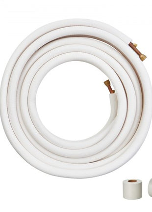50FT Mini Split Line Set, 3/8" & 5/8" O.D Copper Pipes Tubing and Triple-Layer Insulation, for Mini Split Air Conditioning Refrigerant or Heating Pump Equipment & HVAC with Wrapping Strips.