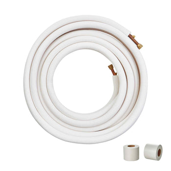 50FT Mini Split Line Set, 3/8" & 5/8" O.D Copper Pipes Tubing and Triple-Layer Insulation, for Mini Split Air Conditioning Refrigerant or Heating Pump Equipment & HVAC with Wrapping Strips.