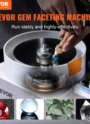 Gem Faceting Machine, 180W Jade Grinding Polishing Machine 0-2980RPM Adjustable Rotating Speed, Rock Jewel Angle Polisher with Precise Mechanical Manipulator & Scale Gem Jade Stone Crystal
