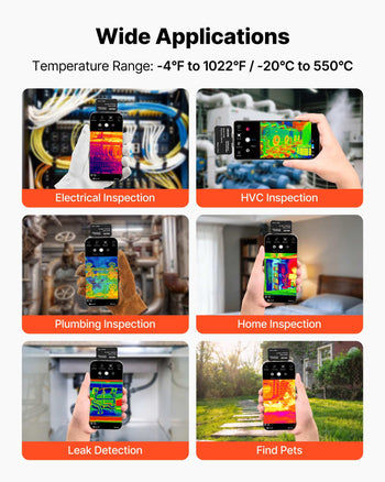 Thermal Imaging Camera for Android & iOS, 512 x 384 Super Resolution with Macro Lens, 25HZ Refresh Rate Infrared Thermal Imager for Smartphones Tablets, 256 x 192 IR Resolution, -4°F to 1022°F