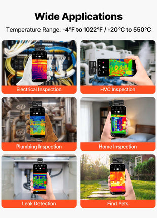 Thermal Imaging Camera for Android & iOS, 512 x 384 Super Resolution, 25HZ Refresh Rate Infrared Thermal Imager for Smartphones Tablets, 256 x 192 IR Resolution, -4°F-1022°F & 6 Color Palettes