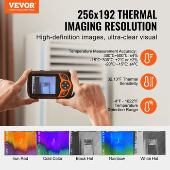 Thermal Imaging Camera, 256 x 192 IR Resolution Pocket Infrared Thermal Imager with WiFi, 25Hz Refresh Rate Thermal Camera Pocket with 3.2" Touch Screen, 0.3MP Visual Camera, -4?-1022?, IP54