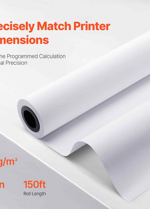 Wide Format Paper, 24 in x 150 ft Plotter Paper, 4 Rolls CAD Bond Rolls with 2 in Core, 20 LB Bond Paper Rolls, Idea for CAD Drawings, Engineering Plans, GIS Maps & Architectural Designs