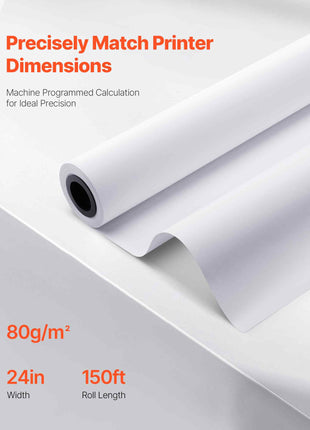 Wide Format Paper, 24 in x 150 ft Plotter Roll, 2 Rolls CAD Bond Rolls with 2 in Core, 20 LB Bond Paper Rolls, Ideal for CAD Drawings, Engineering Plans, GIS Maps, and Architectural Designs