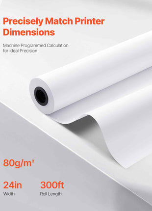 Wide Format Paper, 24 in x 300 ft Plotter Roll, 2 Rolls CAD Bond Rolls with 2 in Core, 20 LB Bond Paper Rolls, Ideal for CAD Drawings, Engineering Plans, GIS Maps, and Architectural Designs