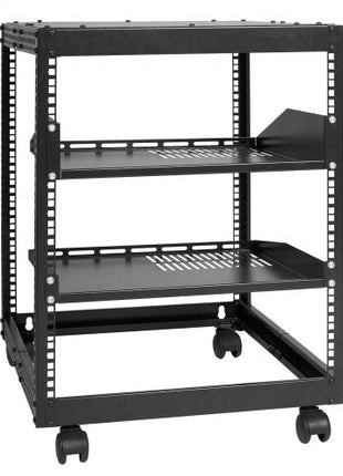 12U Open Frame Server Rack, 23-40 in Adjustable Depth, Free Standing or Wall Mount Network Server Rack, 4 Post AV Rack with Casters, Holds All Your Networking IT Equipment AV Gear Router Modem
