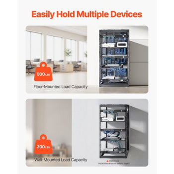 20U Open Frame Network Rack, 23 in Depth, Wall Mounted or Floor Standing Server Rack, Heavy Duty 4 Post, with Vented Shelves & Mounting Hardware, Holds All Your Networking IT Equipment AV Gear