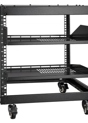 9U Open Frame Server Rack, 23''-40'' Adjustable Depth, Free Standing or Wall Mount Network Server Rack with 360° Casters, Heavy Duty 4 Post Holds All Your Networking IT Equipment AV Gear Router