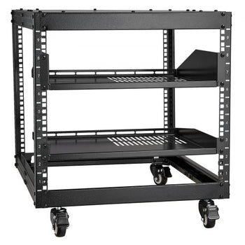 9U Open Frame Server Rack, 23''-40'' Adjustable Depth, Free Standing or Wall Mount Network Server Rack with 360° Casters, Heavy Duty 4 Post Holds All Your Networking IT Equipment AV Gear Router