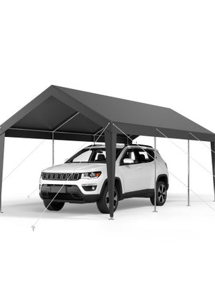 Carport, 10 x 20 FT Outdoor Car Canopy, Potable Carport, Heavy Duty Galvanized Car Shelter, UV-Resistant & Water-Resistant, All-Season Protection, Storage Shed for Car Boat Motorcycle Grey