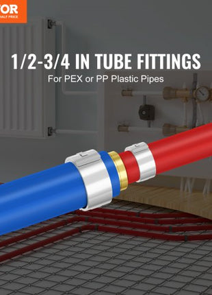 Pipe Fittings, 1/2"-3/4" 50PCS Brass Pipe Fittings, Clamp-style 1/2 NPT Internal Thread Pipe Connector Brass Air Fittings, Heavy Duty Plumbing Fittings NPT Adapter for Heating/Shower Systems, Water Pipes