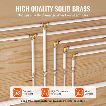 Pipe Fittings, 1/2"-3/4" 50PCS Brass Pipe Fittings, Clamp-style 1/2 NPT Internal Thread Pipe Connector Brass Air Fittings, Heavy Duty Plumbing Fittings NPT Adapter for Heating/Shower Systems, Water Pipes