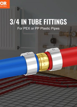 Pipe Fittings, 3/4" 50PCS Brass Pipe Fittings, Clamp-style Straight-Through Pipe Connector Brass Air Fittings, Heavy Duty Plumbing Fittings Tube Adapter for Heating/Shower Systems,Water Pipes