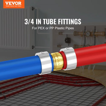 Pipe Fittings, 3/4" 50PCS Brass Pipe Fittings, Clamp-style Straight-Through Pipe Connector Brass Air Fittings, Heavy Duty Plumbing Fittings Tube Adapter for Heating/Shower Systems,Water Pipes