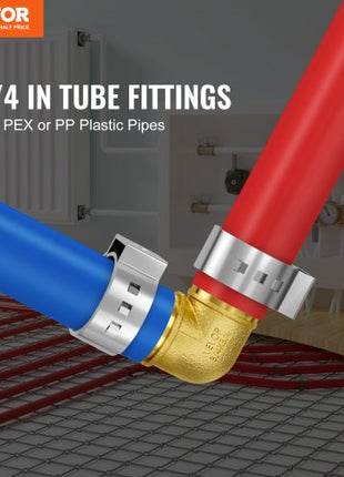 Pipe Fittings, 3/4" 50PCS Brass Pipe Fittings, Clamp-style Elbows Pipe Connector Brass Air Fittings, Heavy Duty Plumbing Fittings Tube Adapter for Heating/Shower Systems,Outdoor Water Pipes