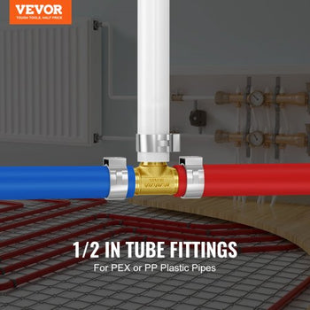 Pipe Fittings, 1/2" 50PCS Brass Pipe Fittings, Clamp-style Tee Pipe Connector Brass Air Fittings, Heavy Duty Plumbing Fittings Tube Adapter for Heating/Shower Systems,Outdoor Water Pipes