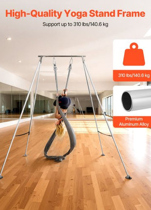 Yoga Stand Frame, Max 310 lbs Load Swing Stand, Triangular Structure Pull Up Stands, Aerial Silk Stands with Height Adjustable & Aluminum Frame Legs, Stainless Steel Top Bar