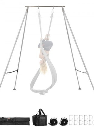 Yoga Stand Frame, Max 310 lbs Load Swing Stand, Triangular Structure Pull Up Stands, Aerial Silk Stands with Height Adjustable & Aluminum Frame Legs, Stainless Steel Top Bar