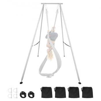Yoga Stand Frame, 9.6 ft Length Swing Stand, Max 551.2 lbs Load Triangular Structure Aerial Rig, Aerial Silk Stands for Yoga Enthusiasts, Non-Slip Base, Lightweight, Detachable Design