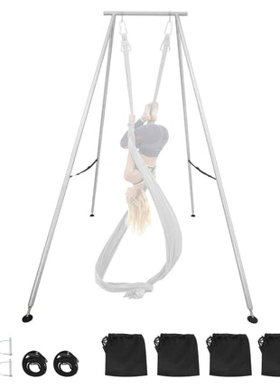 Yoga Stand Frame, 9.6 ft Length Swing Stand, Max 551.2 lbs Load Triangular Structure Aerial Rig, Aerial Silk Stands for Yoga Enthusiasts, Non-Slip Base, Lightweight, Detachable Design