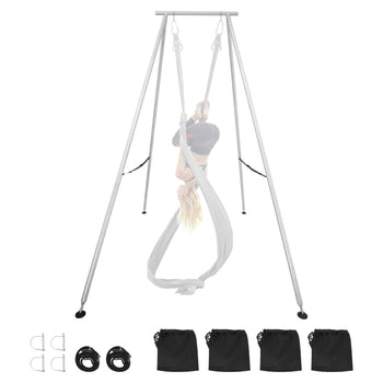 Yoga Stand Frame, 9.6 ft Length Swing Stand, Max 551.2 lbs Load Triangular Structure Aerial Rig, Aerial Silk Stands for Yoga Enthusiasts, Non-Slip Base, Lightweight, Detachable Design
