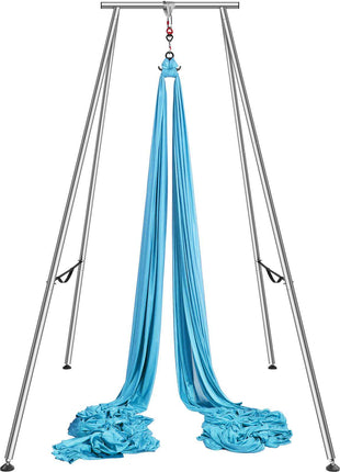 Aerial Yoga Frame & Yoga Hammock, 9.67 ft Height Professional Yoga Swing Stand Comes with 13.1 Yards Aerial Hammock, Max 551.15 lbs Load Capacity Yoga Rig for Indoor Outdoor Aerial Yoga, Blue