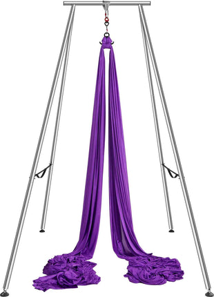 Aerial Yoga Frame & Yoga Hammock, 9.67 ft Height Professional Yoga Swing Stand Comes with 13.1 Yards Aerial Hammock, Max 551.15 lbs Load Capacity Yoga Rig for Indoor Outdoor Aerial Yoga, Purple