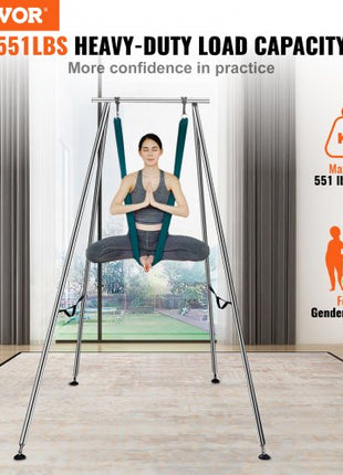 Aerial Yoga Frame & Yoga Hammock, 9.67 ft Height Professional Yoga Swing Stand Comes with 6.6 Yards Aerial Hammock, Max 551.15 lbs Load Capacity Yoga Rig for Indoor Outdoor Aerial Yoga, Green