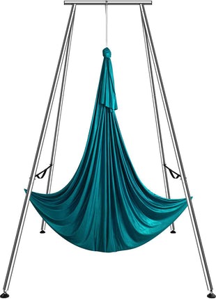 Aerial Yoga Frame & Yoga Hammock, 9.67 ft Height Professional Yoga Swing Stand Comes with 6.6 Yards Aerial Hammock, Max 551.15 lbs Load Capacity Yoga Rig for Indoor Outdoor Aerial Yoga, Green