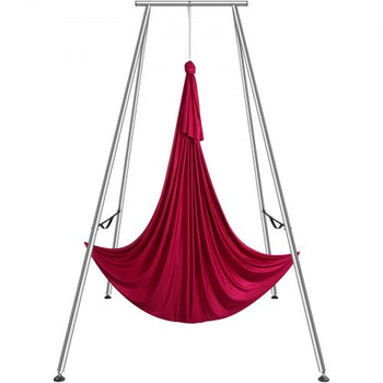 Aerial Yoga Frame & Yoga Hammock, 9.67 ft Height Professional Yoga Swing Stand Comes with 6.6 Yards Aerial Hammock, Max 551.15 lbs Load Capacity, Yoga Rig for Indoor Outdoor Aerial Yoga, Red
