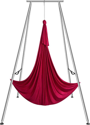 Aerial Yoga Frame & Yoga Hammock, 9.67 ft Height Professional Yoga Swing Stand Comes with 6.6 Yards Aerial Hammock, Max 551.15 lbs Load Capacity, Yoga Rig for Indoor Outdoor Aerial Yoga, Red