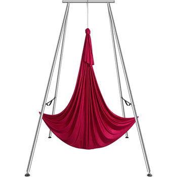 Aerial Yoga Frame & Yoga Hammock, 9.67 ft Height Professional Yoga Swing Stand Comes with 6.6 Yards Aerial Hammock, Max 551.15 lbs Load Capacity, Yoga Rig for Indoor Outdoor Aerial Yoga, Red