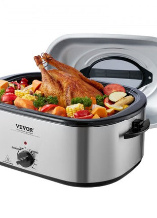 Electric Roaster Oven, 26 QT Turkey Roaster Oven with Self-Basting Lid, 1450W Roaster Oven with Defrost & Warm Function, Adjustable Temperature, Removable Pan & Rack, Fits Turkeys Up to 30LBS