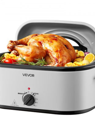 Roaster Oven, 26QT Electric Roasting Pan, 150-450? Adjustable Temperature Fast-Cooking Turkey Roaster with Cool-Touch Handle, Visible Self-Basting Lid, Defrost & Warm Function, Fits 30lb Turkey