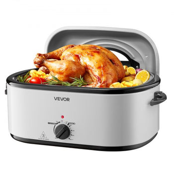 Roaster Oven, 26QT Electric Roasting Pan, 150-450? Adjustable Temperature Fast-Cooking Turkey Roaster with Cool-Touch Handle, Visible Self-Basting Lid, Defrost & Warm Function, Fits 30lb Turkey
