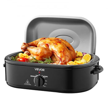 Roaster Oven, 18QT Fast-Cooking Turkey Roaster, 150-450? Adjustable Temperature Turkey Oven with Self-Basting Lid, Removable Pan and Rack, Defrost & Warm Function, Electric Roasting Pan for Home