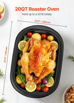 Roaster Oven, 20QT Electric Roasting Pan, 150-450? Adjustable Temperature Fast-Cooking Turkey Roaster, Turkey Oven with Self-Basting Lid, Defrost & Warm Function for Home, Fits 24lb Turkey