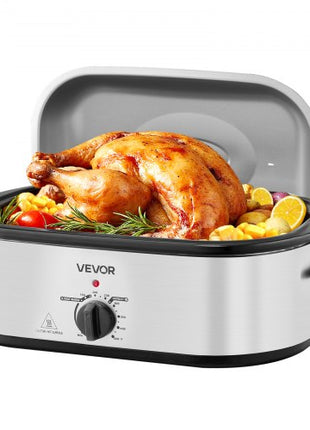 Roaster Oven, 20QT Electric Roasting Pan, 150-450? Adjustable Temperature Fast-Cooking Turkey Roaster, Turkey Oven with Self-Basting Lid, Defrost & Warm Function for Home, Fits 24lb Turkey