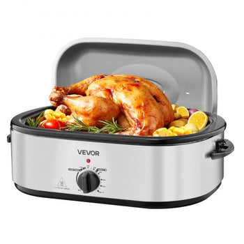 Roaster Oven, 20QT Electric Roasting Pan, 150-450? Adjustable Temperature Fast-Cooking Turkey Roaster, Turkey Oven with Self-Basting Lid, Defrost & Warm Function for Home, Fits 24lb Turkey
