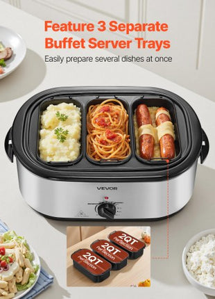 Roaster Oven, 24QT Electric Turkey Roaster Oven, 150-450? Adjustable Temperature Electric Roasting Pan with 3 Bin Buffet Server, Self-Basting Lid, Defrost & Warm Function, Self-Basting Lid